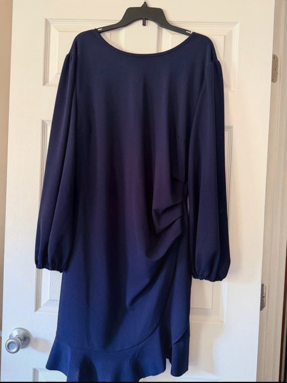 SHEIN Navy Balloon Sleeve Midi Dress